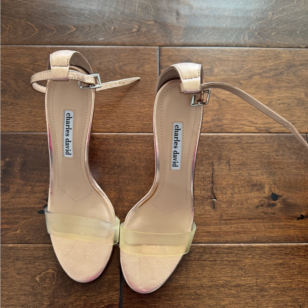 Charles David Nude and Clear Strap Heels